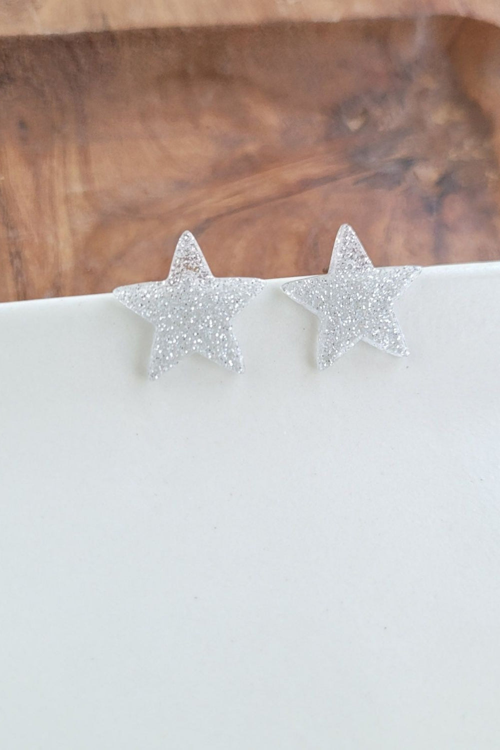 Silver Star Sparkle Stud Earrings, 4th of July Earrings - Inspired Eye Boutique