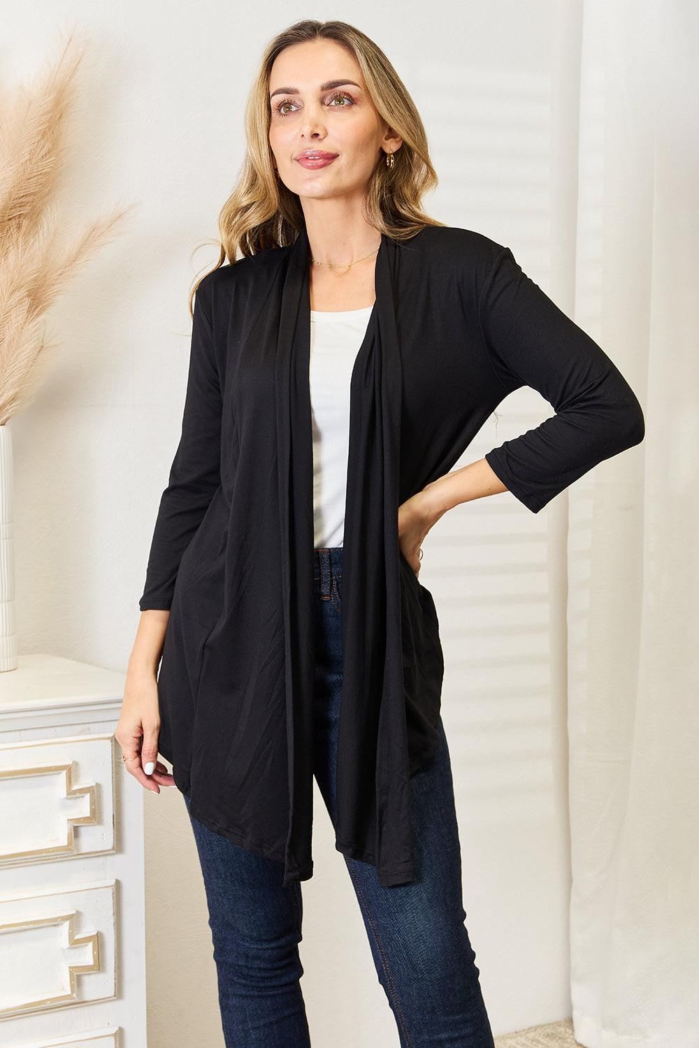 3 4 Sleeve Open Front Cardigan - Inspired Eye Boutique