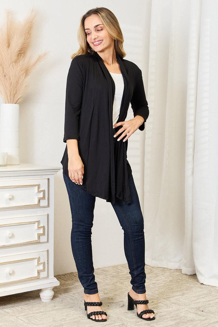 3 4 Sleeve Open Front Cardigan - Inspired Eye Boutique