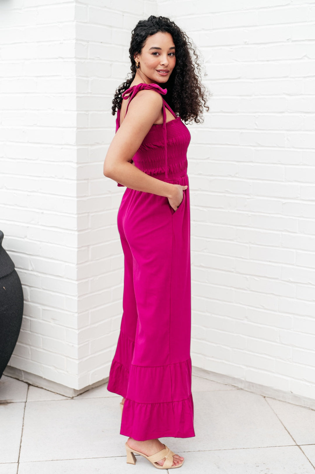 Sleeveless Flared Jumpsuit - Fuchsia - Inspired Eye Boutique