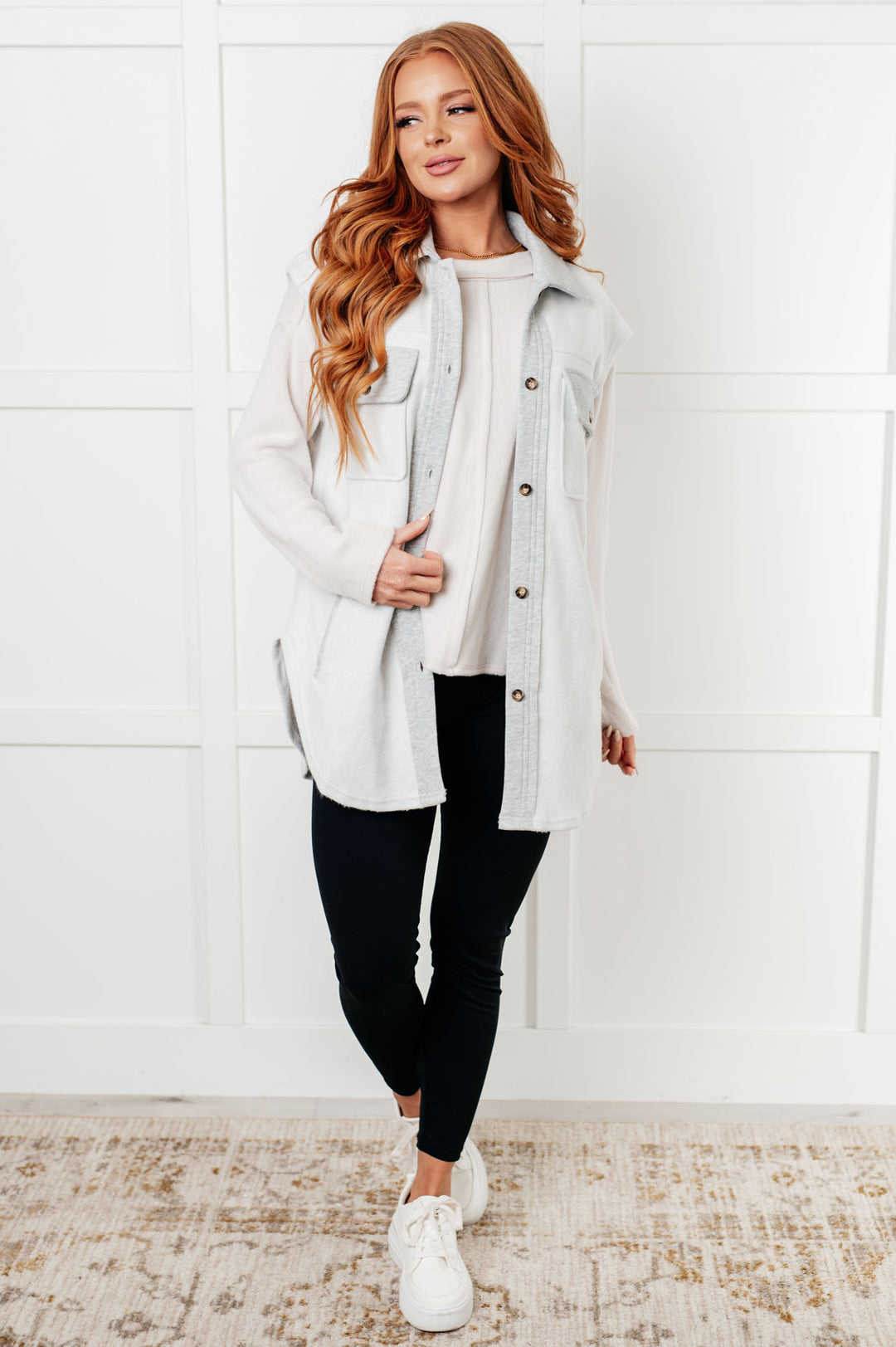 Sleeveless Fleece Shacket - Grey - Inspired Eye Boutique