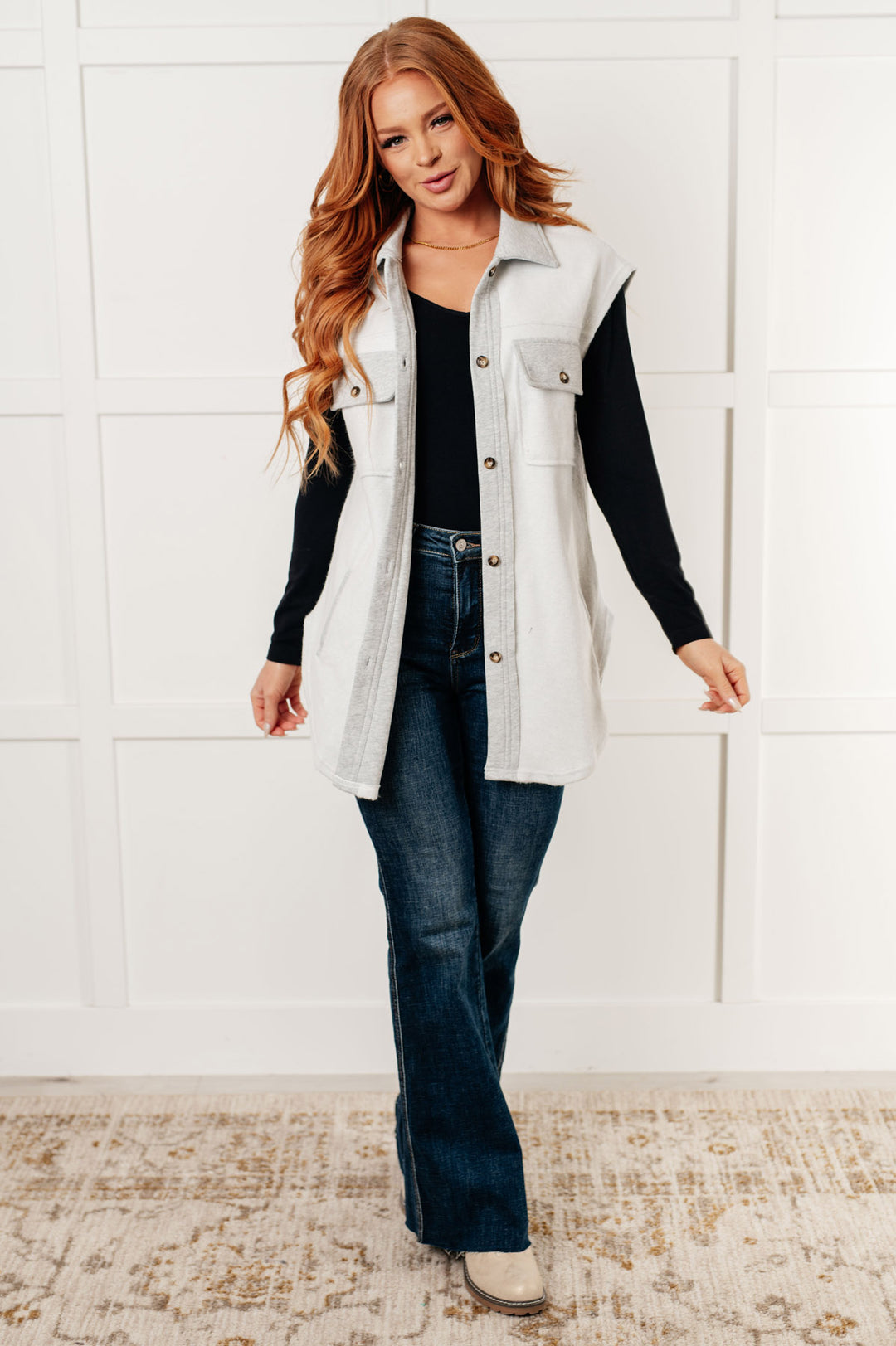 Sleeveless Fleece Shacket - Grey - Inspired Eye Boutique