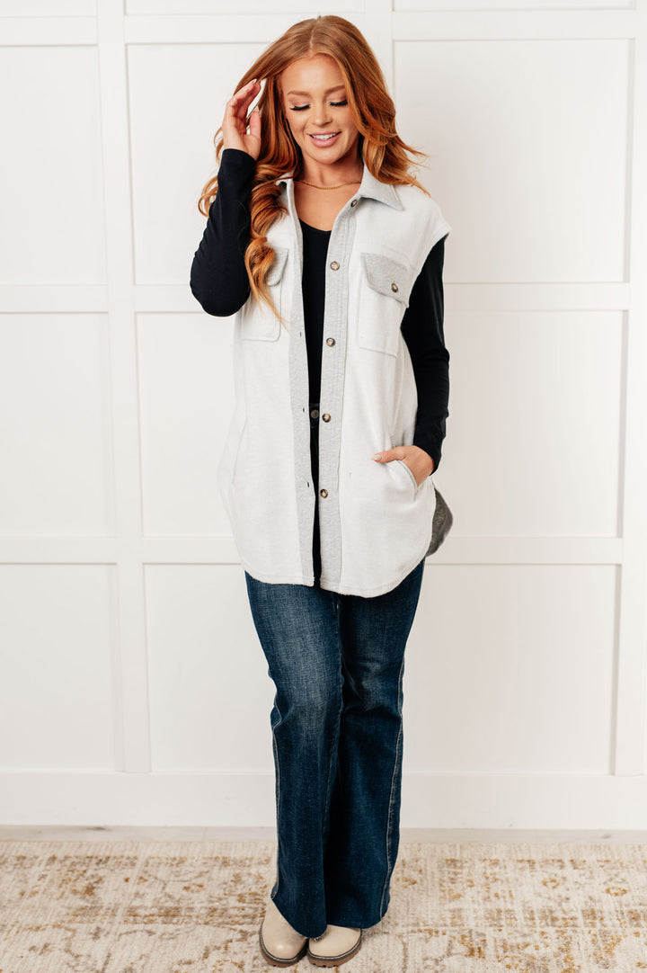 Sleeveless Fleece Shacket - Grey - Inspired Eye Boutique