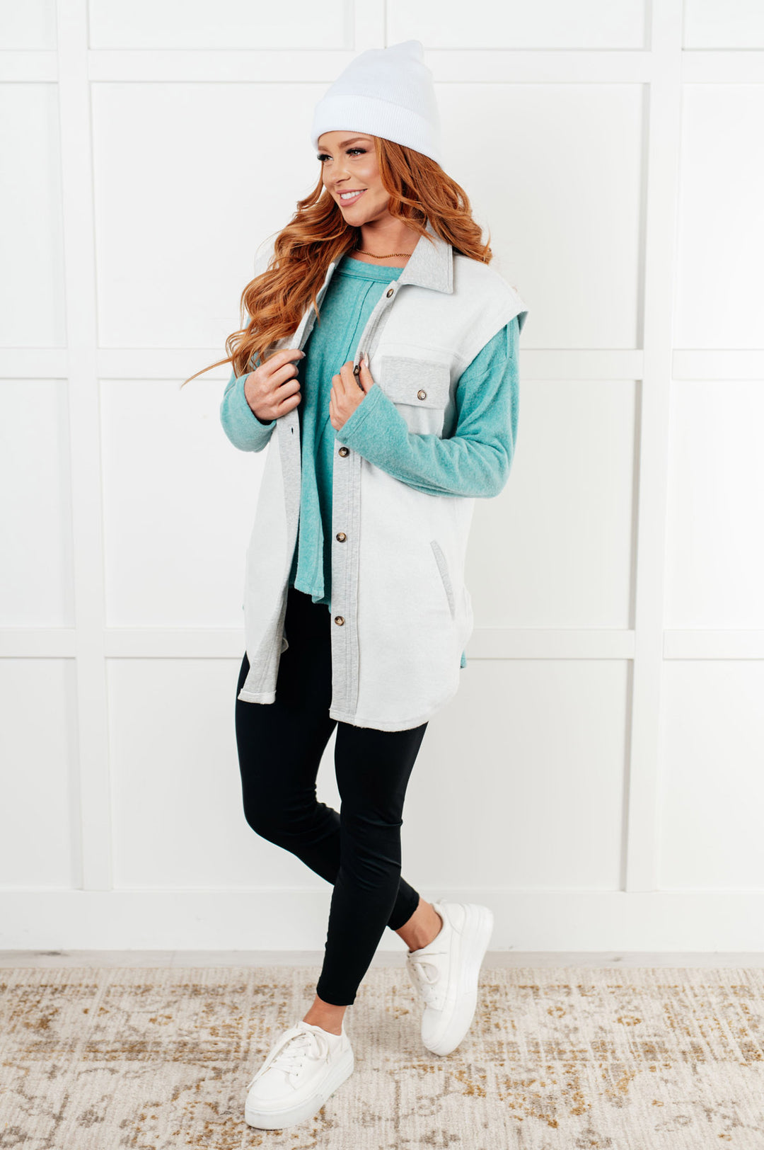 Sleeveless Fleece Shacket - Grey - Inspired Eye Boutique