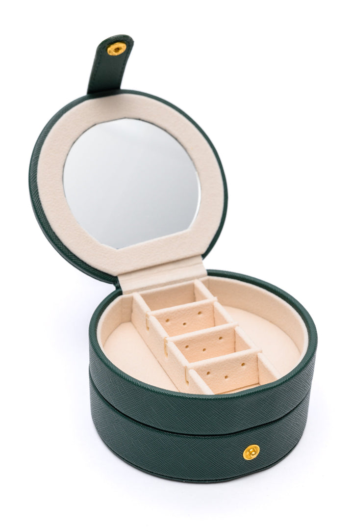 Small Circular Travel Jewelry Case - Green - Inspired Eye Boutique