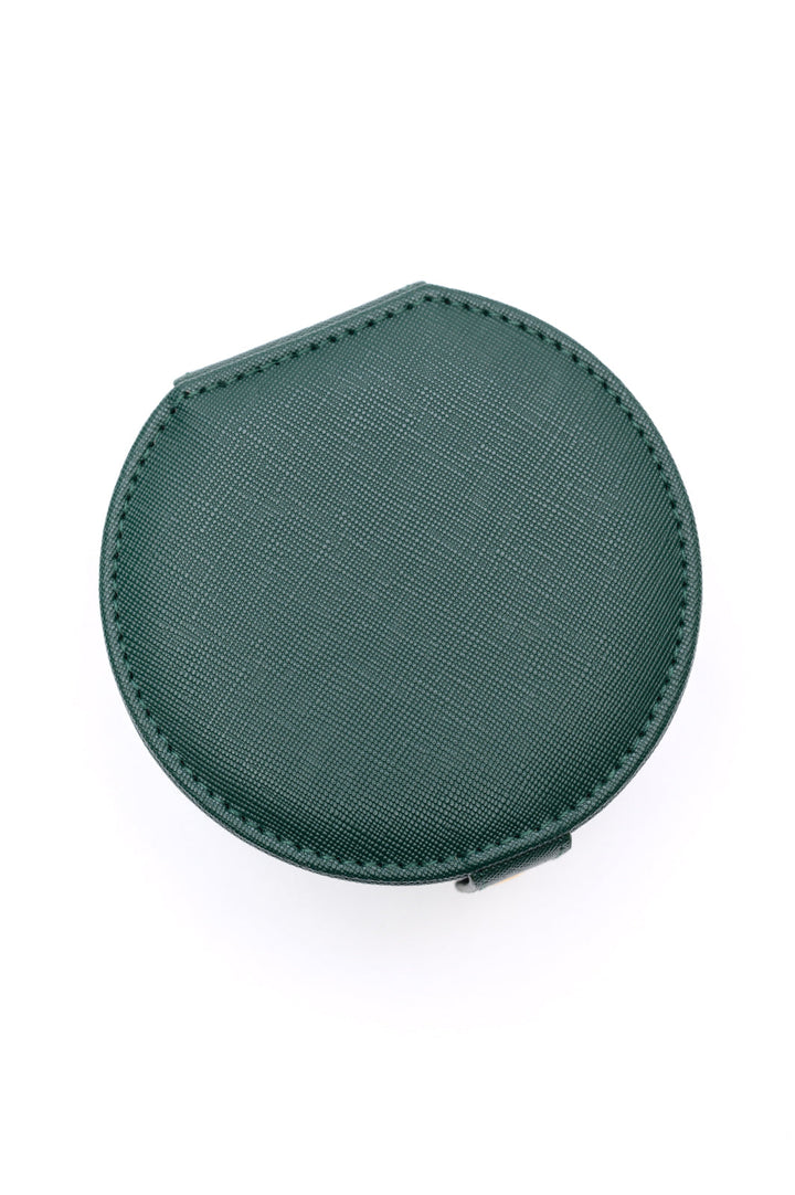 Small Circular Travel Jewelry Case - Green - Inspired Eye Boutique