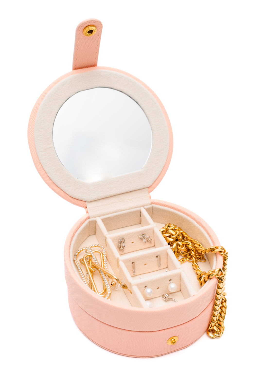 Small Circular Travel Jewelry Case - Pink - Inspired Eye Boutique