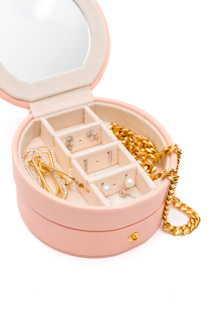 Small Circular Travel Jewelry Case - Pink - Inspired Eye Boutique