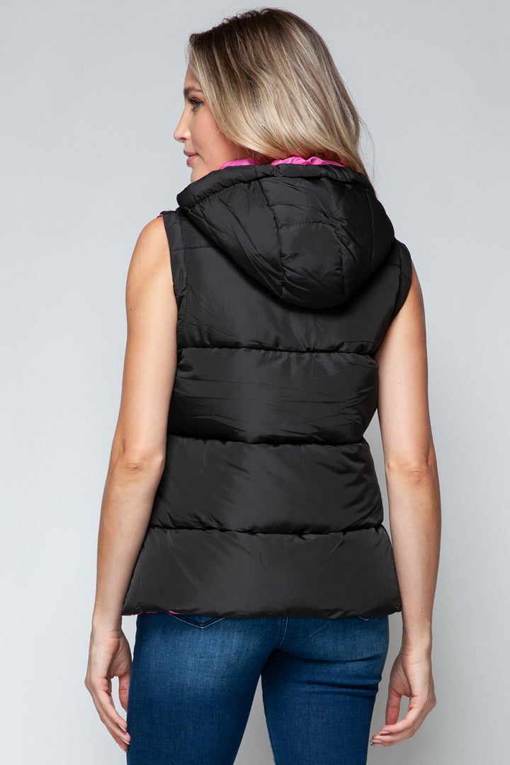 Snobbish - Hooded Puffer Vest - Black and Hot Pink - Inspired Eye Boutique