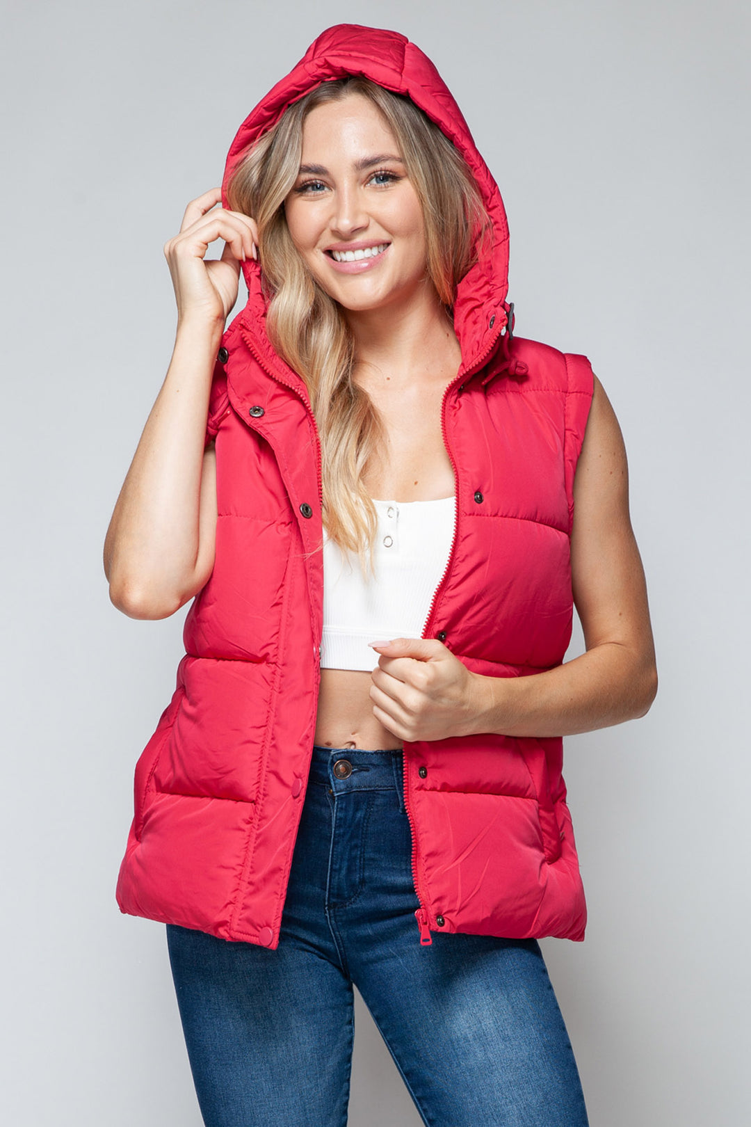 Snobbish - Hooded Puffer Vest - Magenta - Inspired Eye Boutique