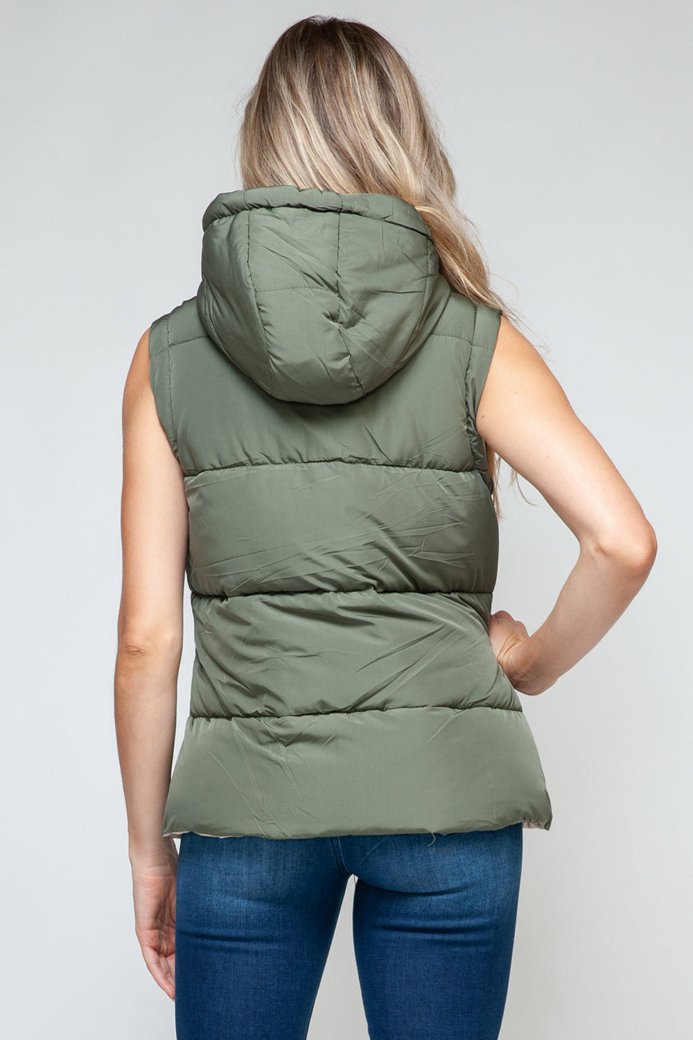 Snobbish Hooded Puffer Vest - Olive and Sand - Inspired Eye Boutique