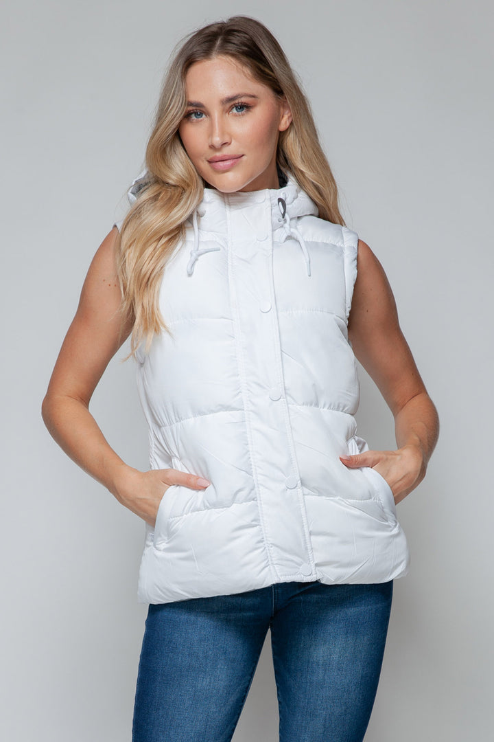 Snobbish Hooded Puffer Vest - White and Gray - Inspired Eye Boutique