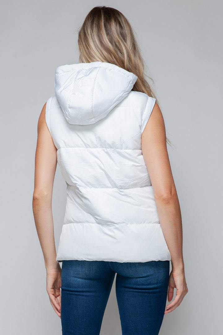 Snobbish Hooded Puffer Vest - White and Gray - Inspired Eye Boutique