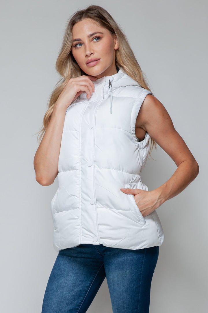 Snobbish Hooded Puffer Vest - White and Gray - Inspired Eye Boutique