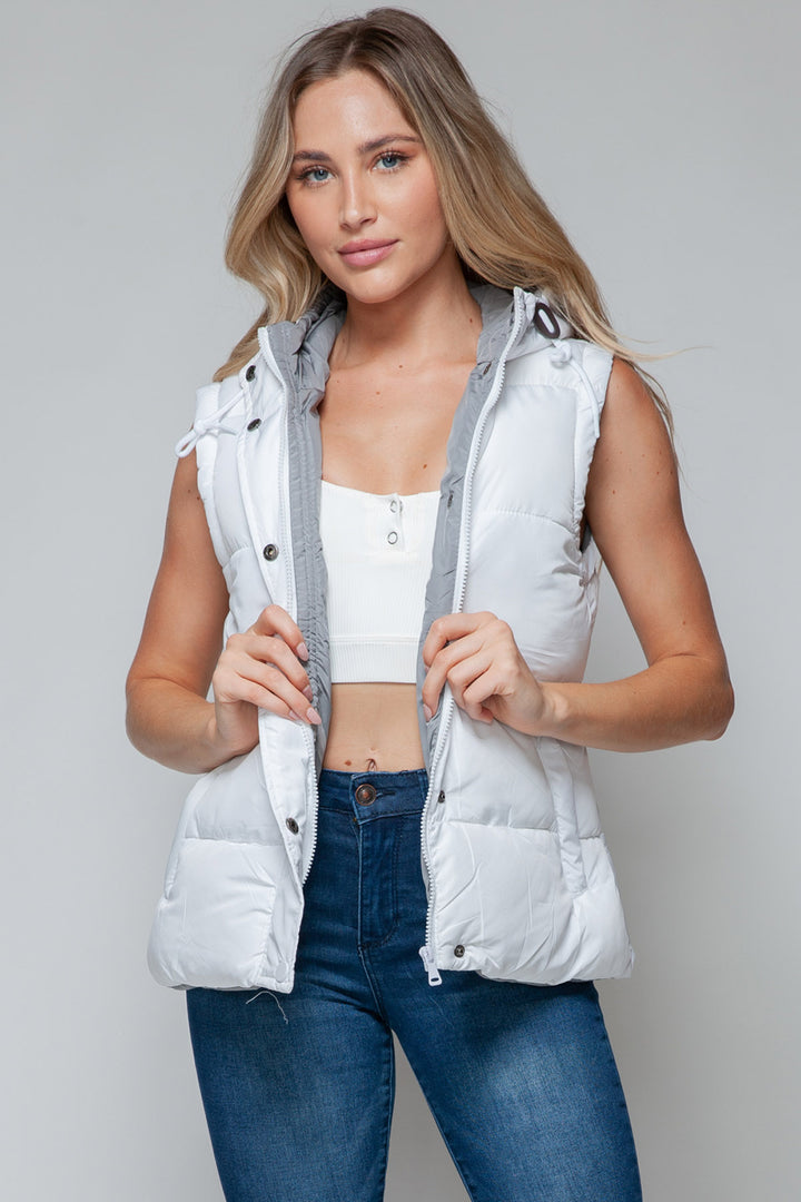 Snobbish Hooded Puffer Vest - White and Gray - Inspired Eye Boutique