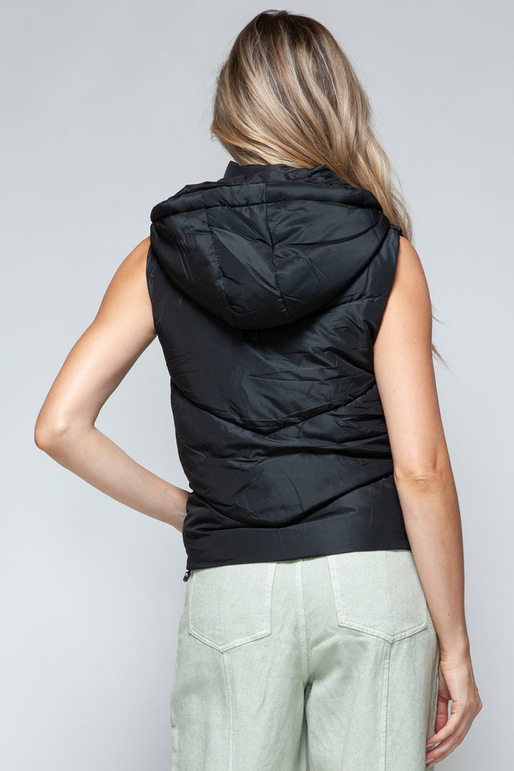 Snobbish Quilted Hooded Puffer Vest - Black - Inspired Eye Boutique