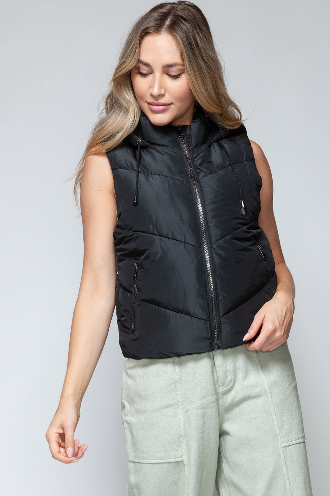 Snobbish Quilted Hooded Puffer Vest - Black - Inspired Eye Boutique