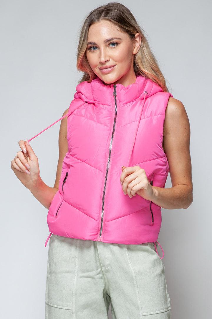 Snobbish Quilted Hooded Puffer Vest - Pink - Inspired Eye Boutique