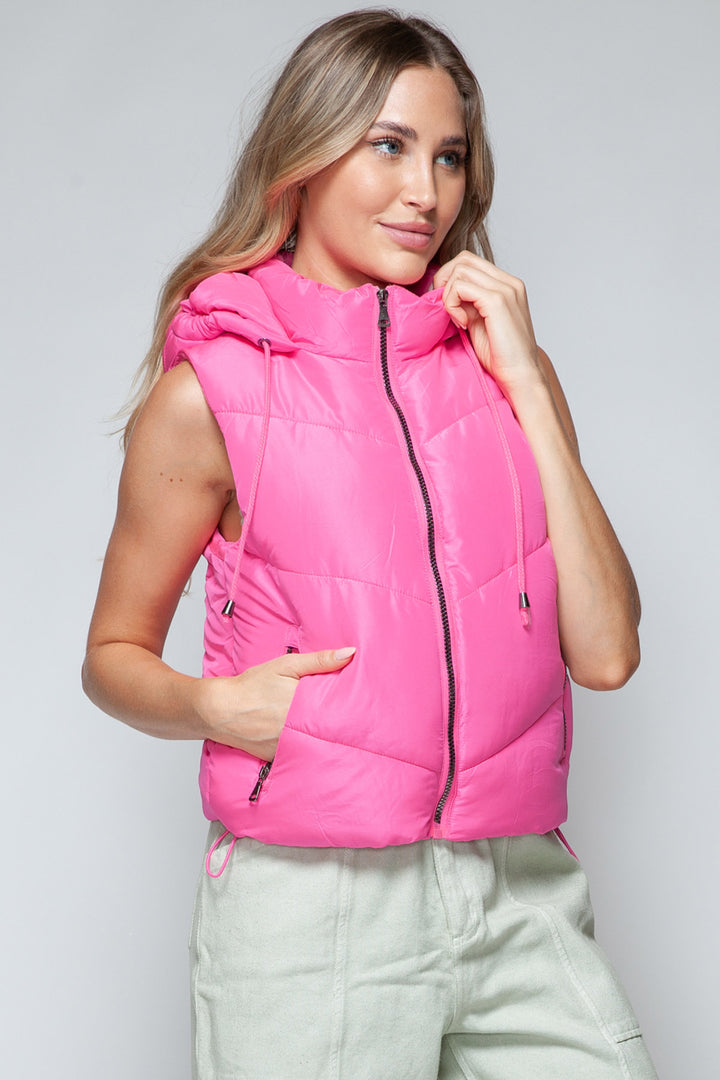 Snobbish Quilted Hooded Puffer Vest - Pink - Inspired Eye Boutique