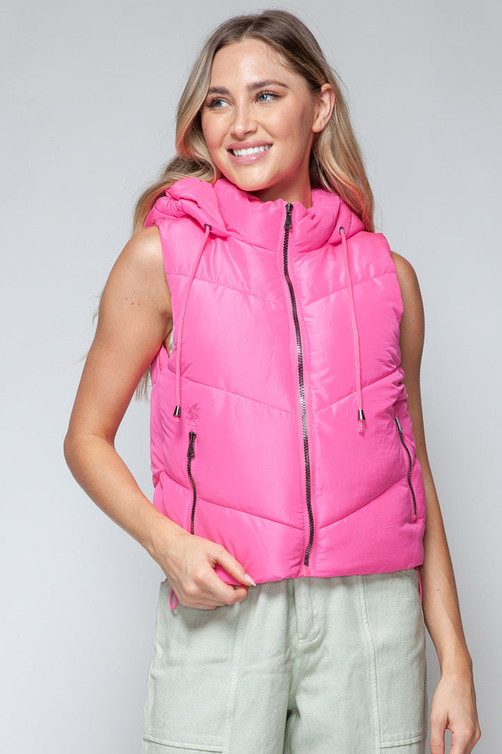 Snobbish Quilted Hooded Puffer Vest - Pink - Inspired Eye Boutique