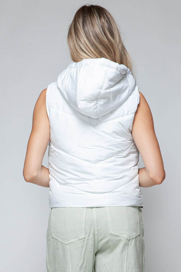 Snobbish Quilted Hooded Puffer Vest - White - Inspired Eye Boutique