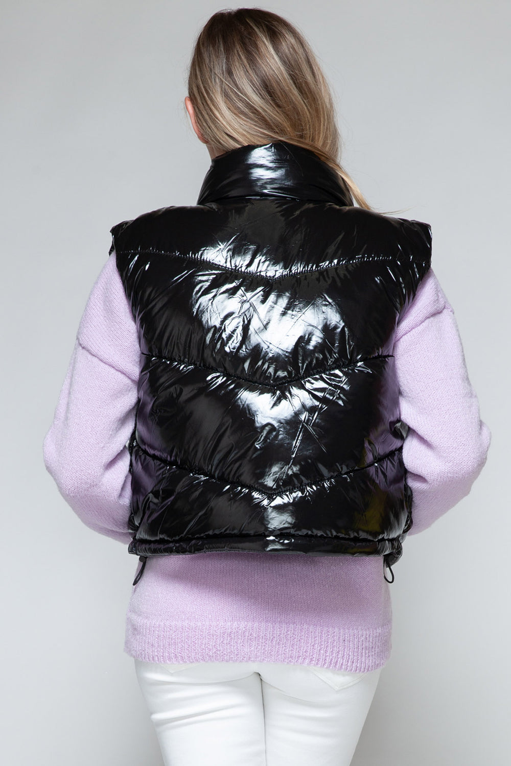 Snobbish Shiny Puffer Vest - Black - Inspired Eye Boutique