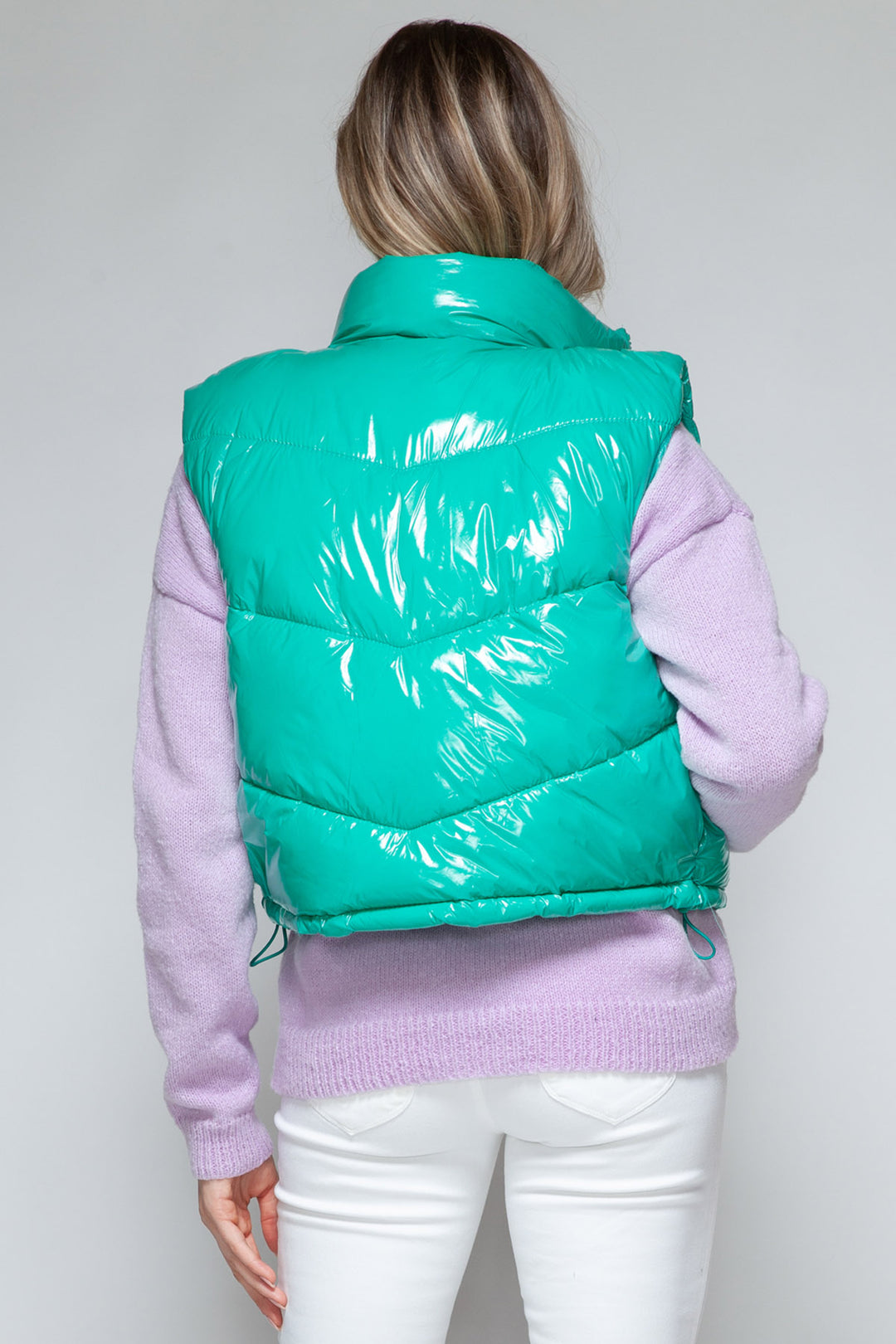 Snobbish Shiny Puffer Vest - Green - Inspired Eye Boutique