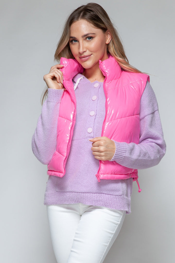 Snobbish Shiny Puffer Vest - Hot Pink - Inspired Eye Boutique