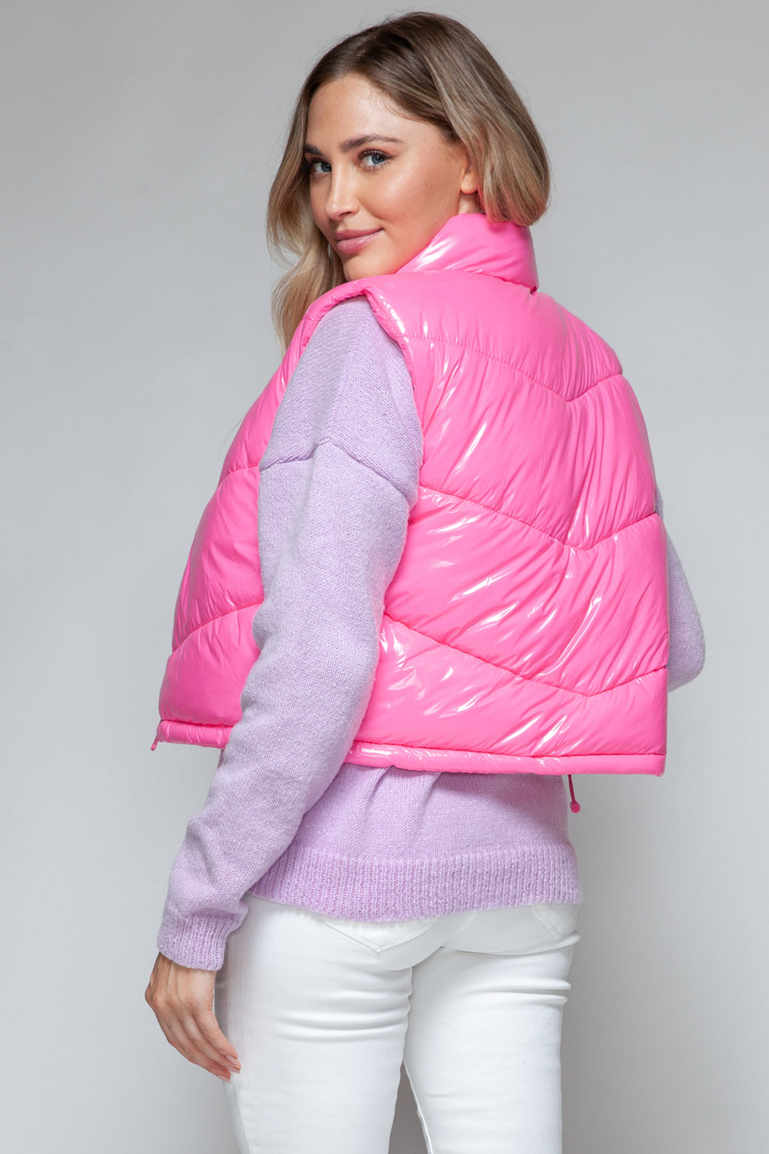 Snobbish Shiny Puffer Vest - Hot Pink - Inspired Eye Boutique