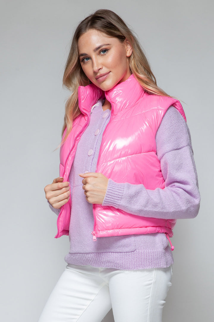 Snobbish Shiny Puffer Vest - Hot Pink - Inspired Eye Boutique