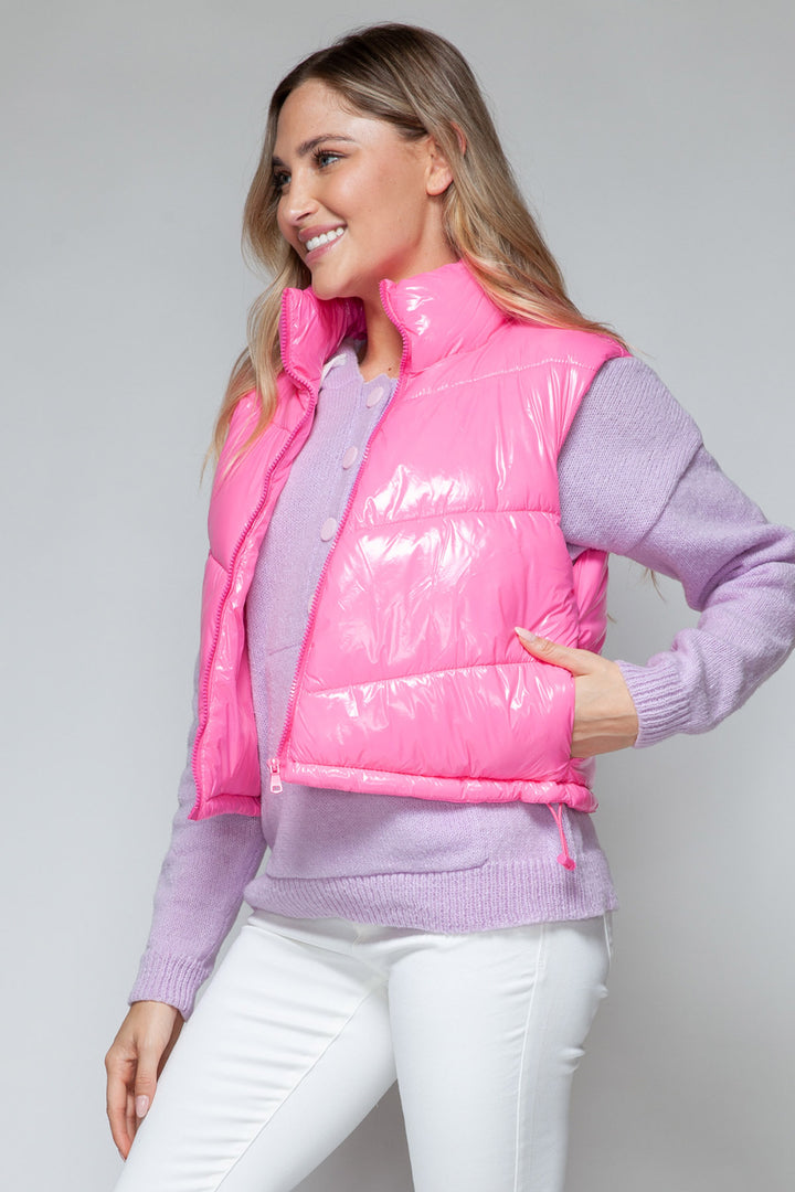 Snobbish Shiny Puffer Vest - Hot Pink - Inspired Eye Boutique