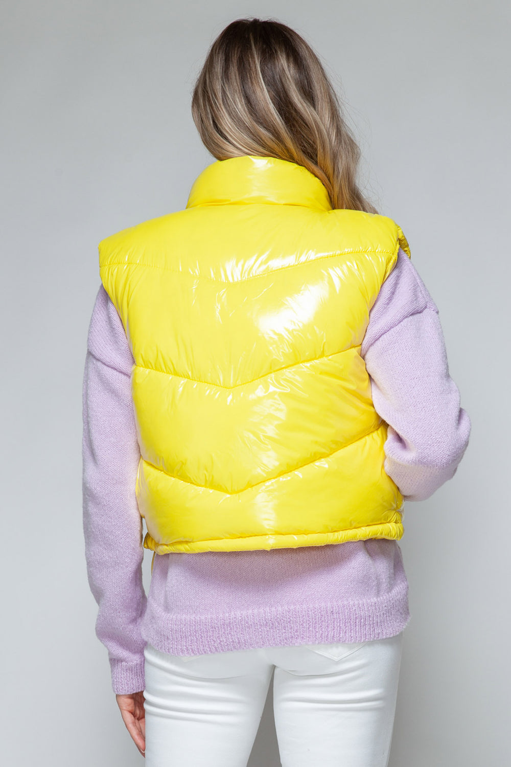 Snobbish Shiny Puffer Vest - Yellow - Inspired Eye Boutique