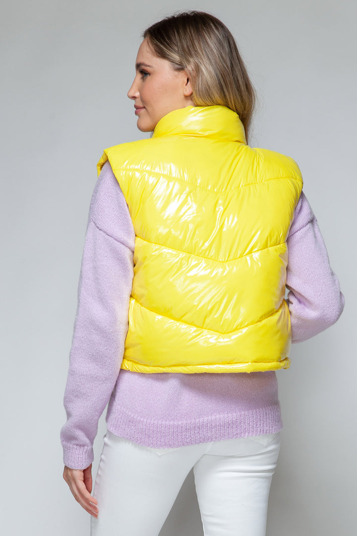 Snobbish Shiny Puffer Vest - Yellow - Inspired Eye Boutique