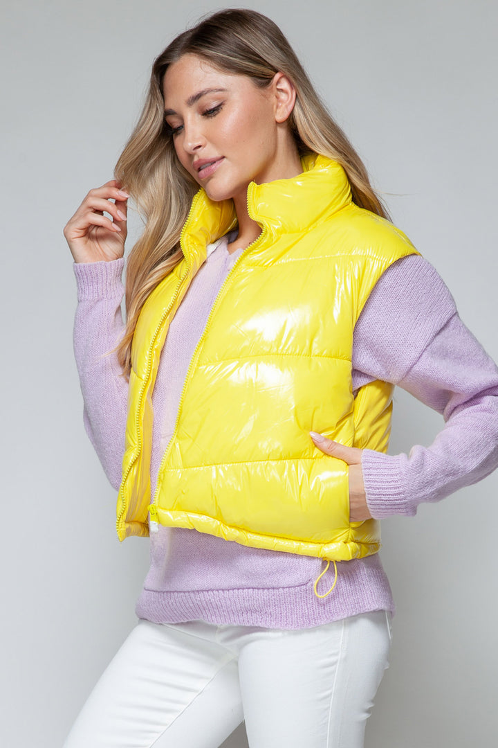 Snobbish Shiny Puffer Vest - Yellow - Inspired Eye Boutique