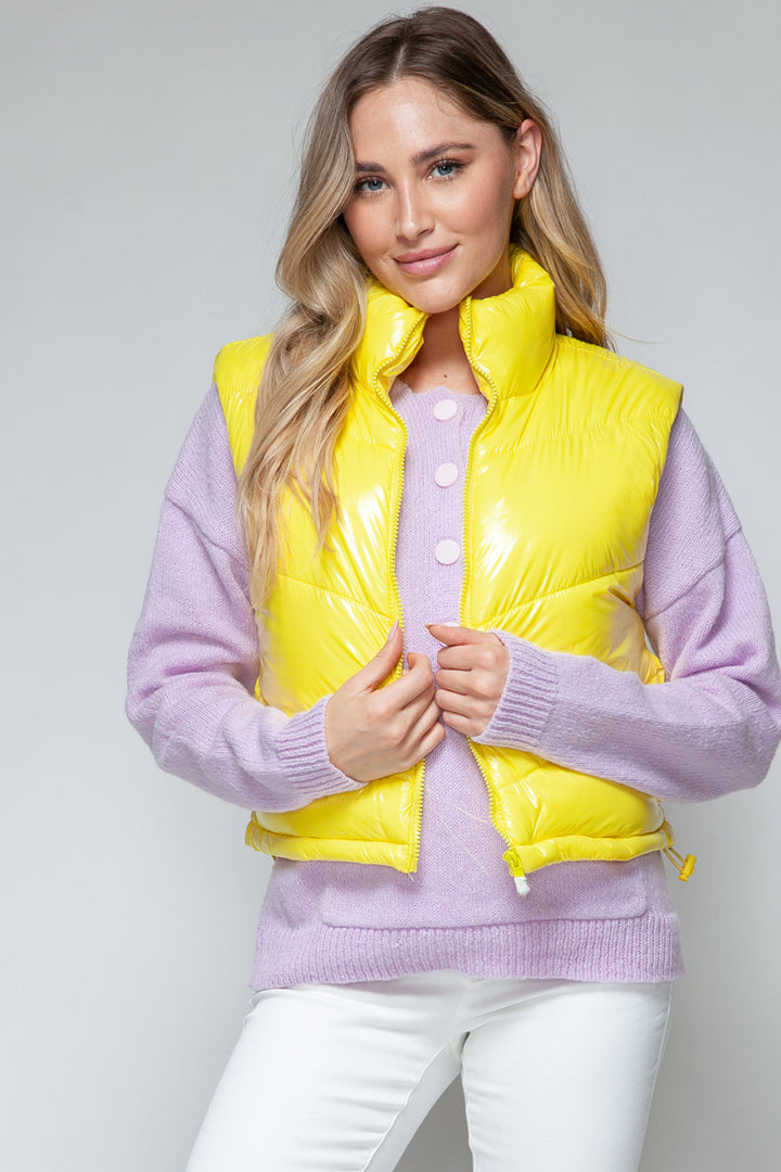 Snobbish Shiny Puffer Vest - Yellow - Inspired Eye Boutique