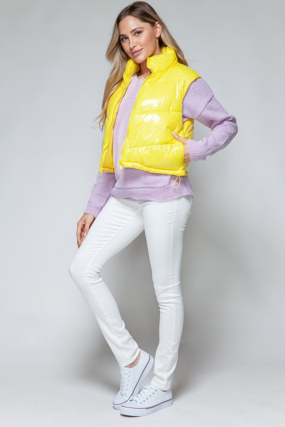 Snobbish Shiny Puffer Vest - Yellow - Inspired Eye Boutique