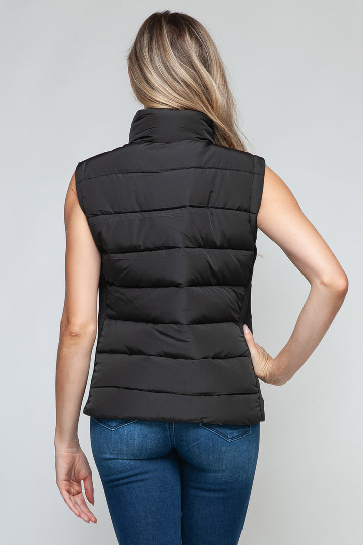 Snobbish Sleeveless Puffer Vest - Black - Inspired Eye Boutique