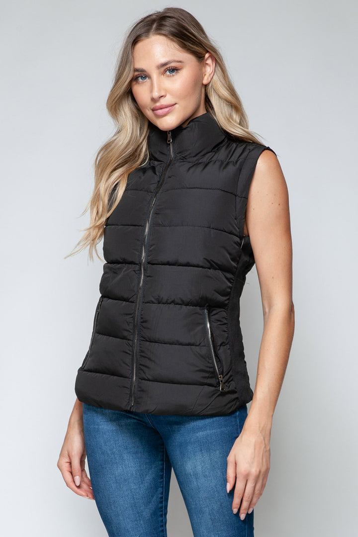 Snobbish Sleeveless Puffer Vest - Black - Inspired Eye Boutique