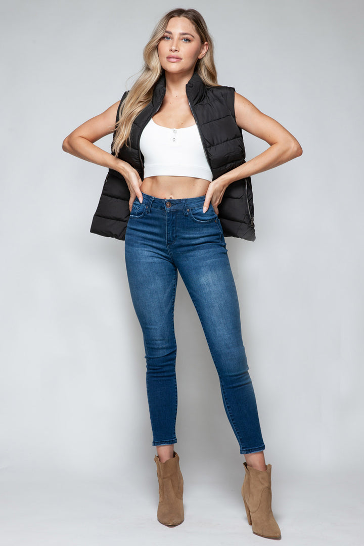 Snobbish Sleeveless Puffer Vest - Black - Inspired Eye Boutique