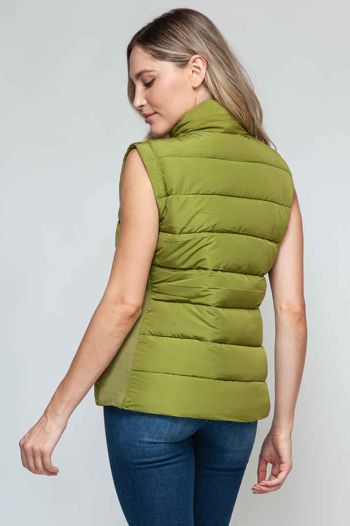 Snobbish Sleeveless Puffer Vest - Green - Inspired Eye Boutique