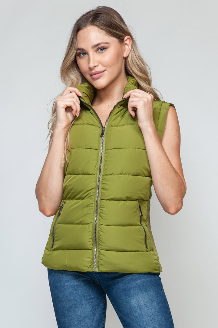 Snobbish Sleeveless Puffer Vest - Green - Inspired Eye Boutique