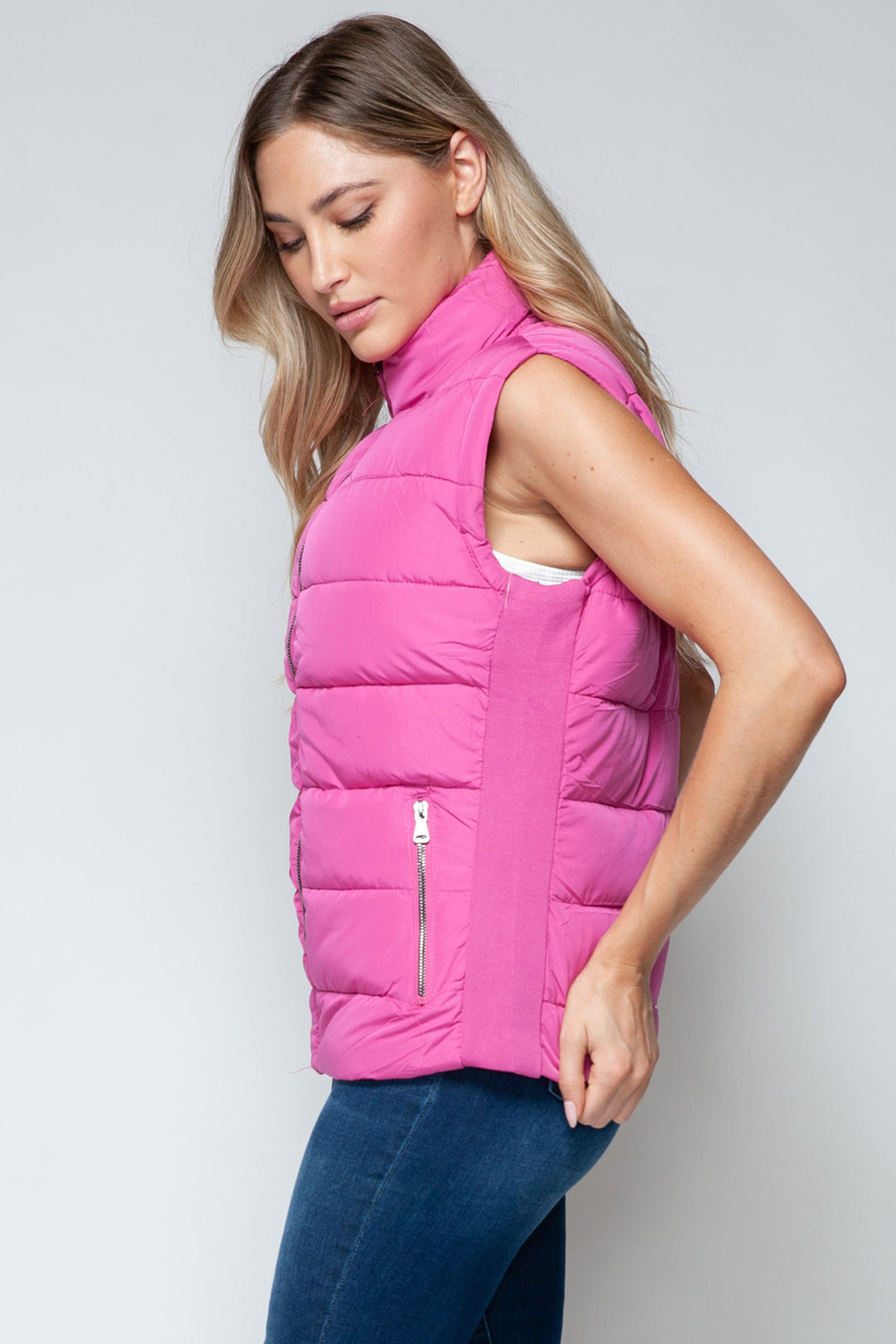 Snobbish Sleeveless Puffer Vest - Hot Pink - Inspired Eye Boutique