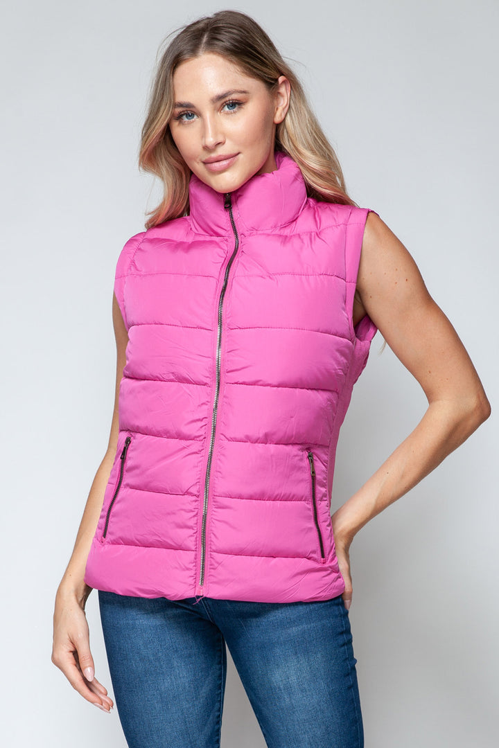 Snobbish Sleeveless Puffer Vest - Hot Pink - Inspired Eye Boutique