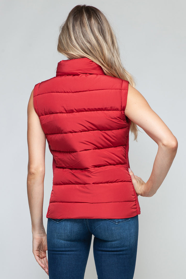 Snobbish Sleeveless Puffer Vest - Red - Inspired Eye Boutique