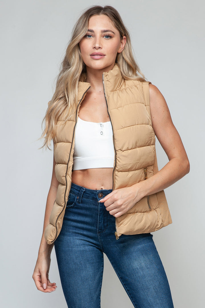 Snobbish Sleeveless Puffer Vest - Tan - Inspired Eye Boutique