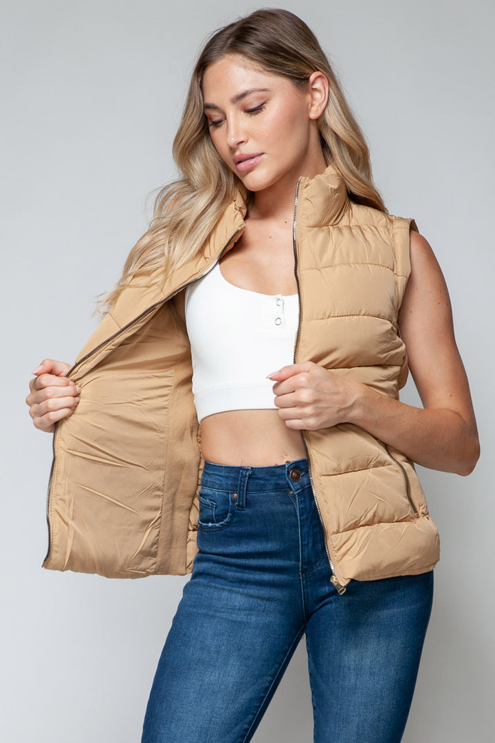 Snobbish Sleeveless Puffer Vest - Tan - Inspired Eye Boutique