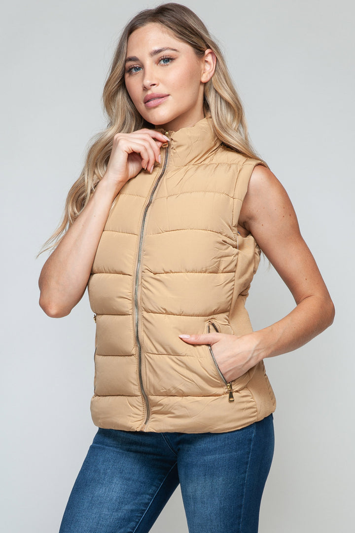 Snobbish Sleeveless Puffer Vest - Tan - Inspired Eye Boutique