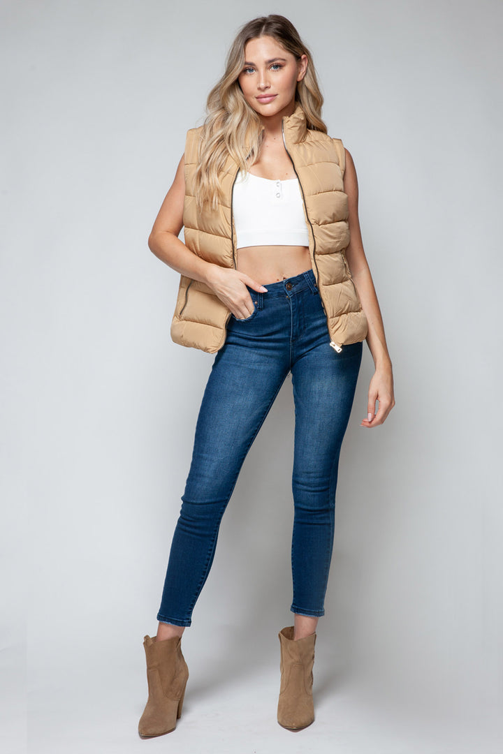 Snobbish Sleeveless Puffer Vest - Tan - Inspired Eye Boutique