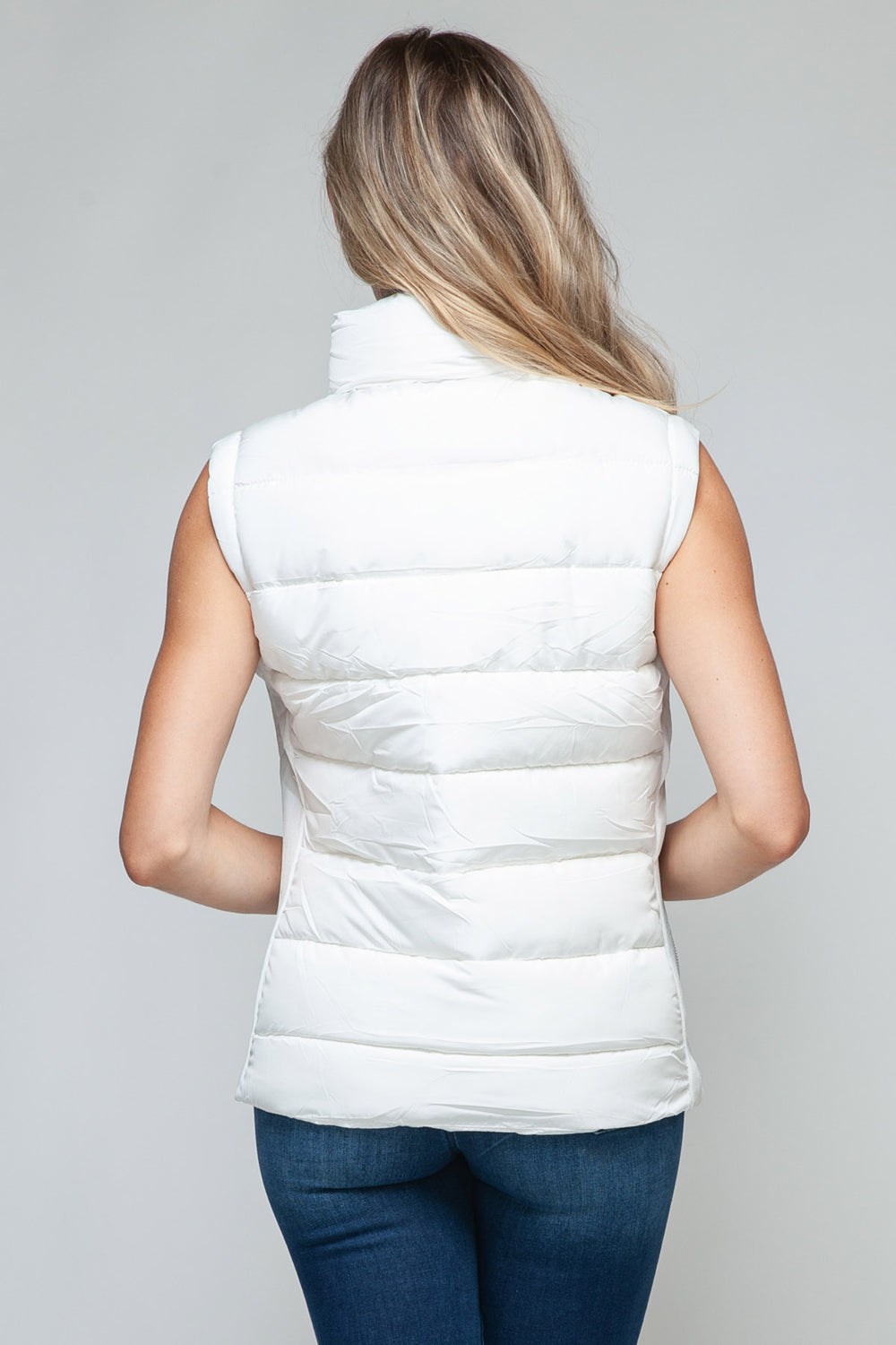 Snobbish Sleeveless Puffer Vest - White - Inspired Eye Boutique