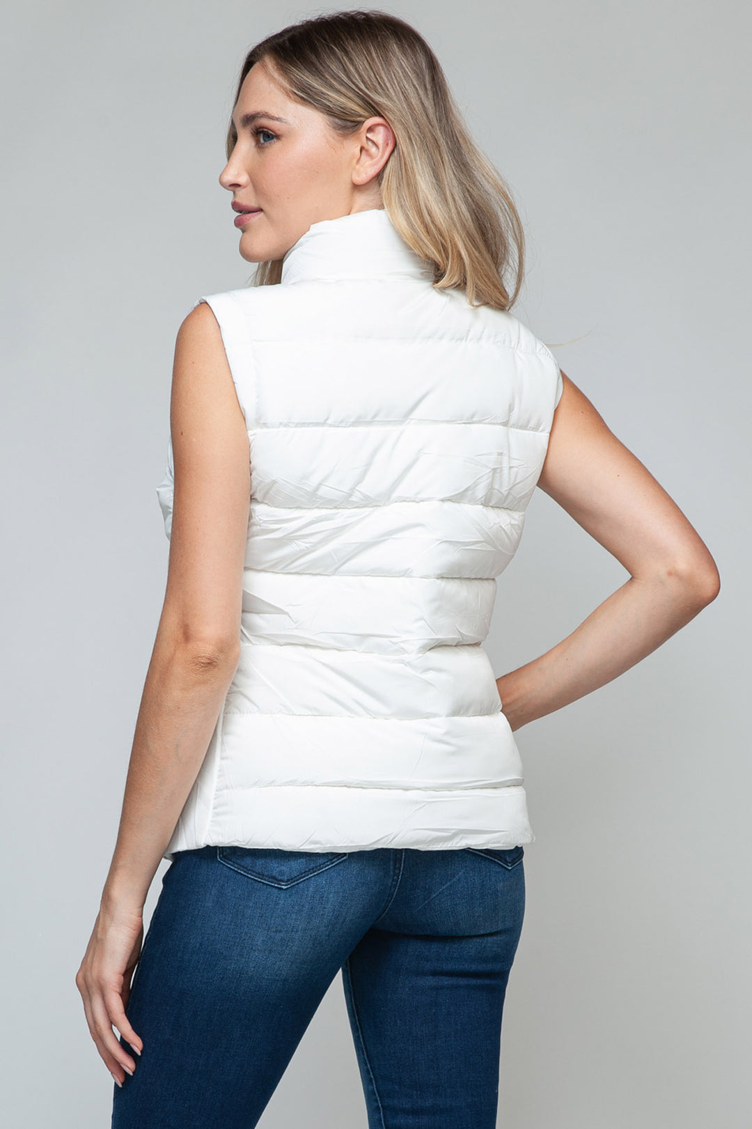 Snobbish Sleeveless Puffer Vest - White - Inspired Eye Boutique